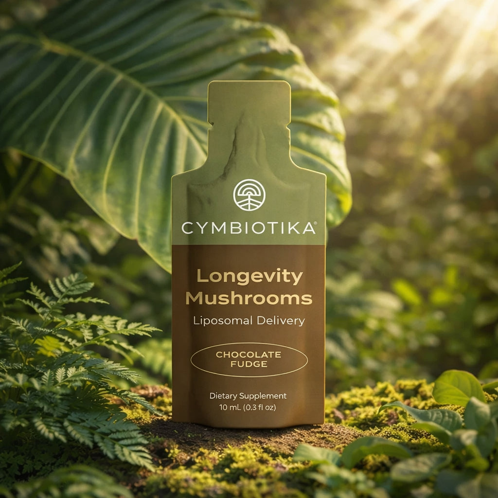 Cymbiotika - Liquid Supplement Liposomal Delivery Longevity Mushrooms Chocolate Fudge 10ml.