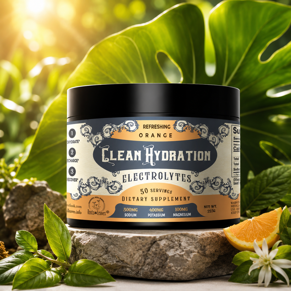 Roots and Leaves - Electrolytes Clean Hydration Refreshing Orange 225g