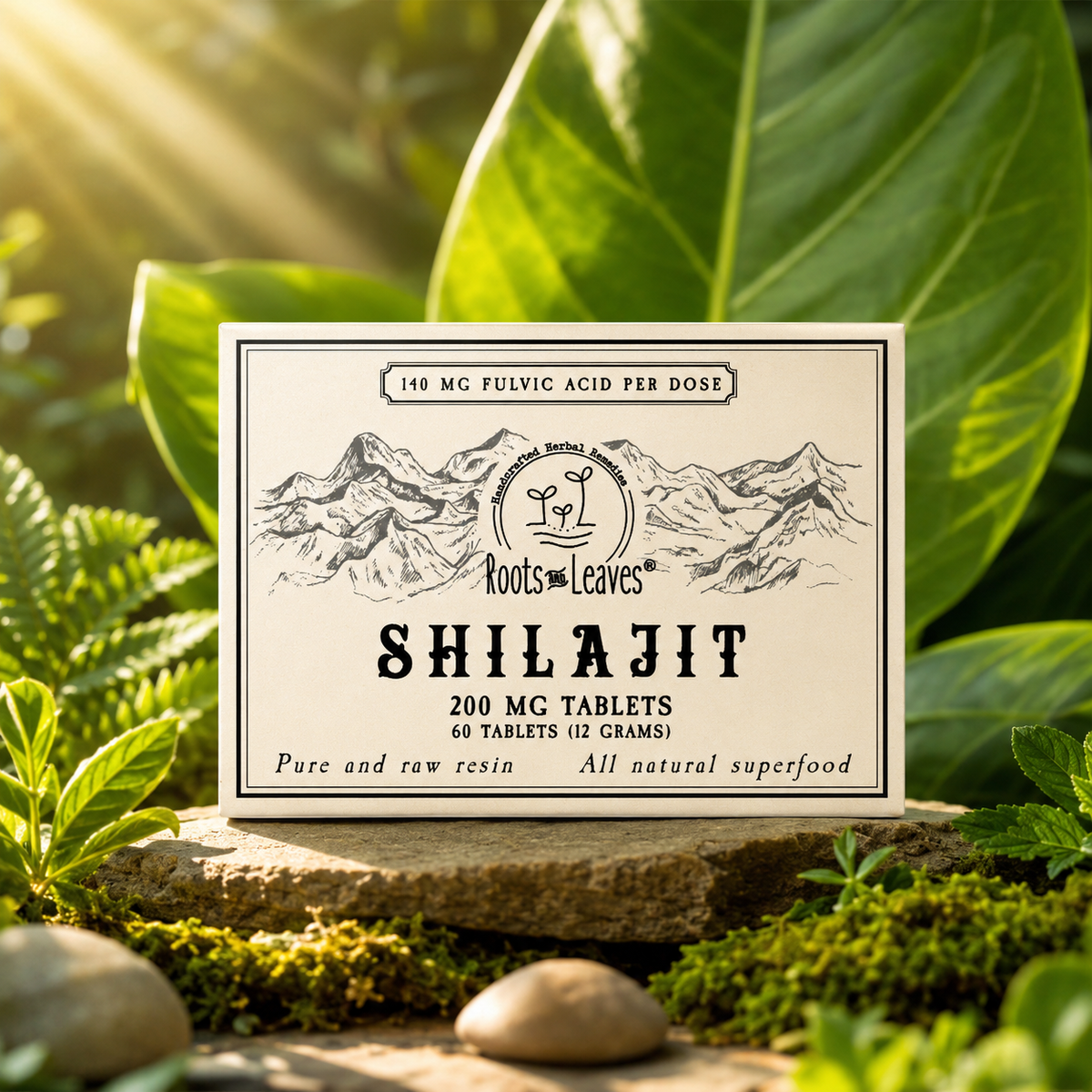 Roots and Leaves - Pure Shilajit Tablets 200mg 60ct